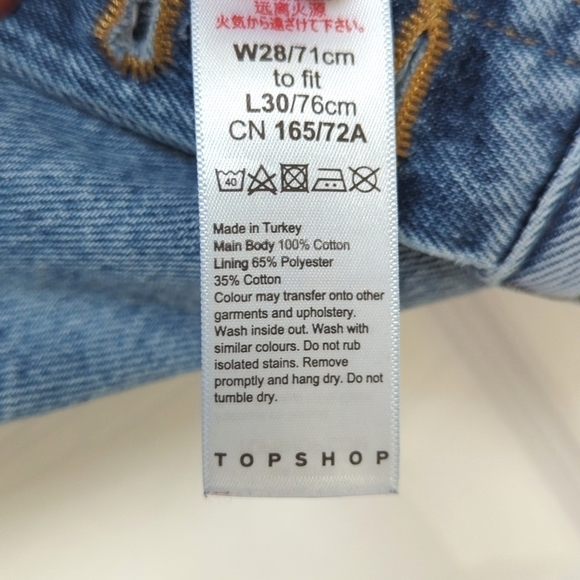 Topshop Distressed Medium Wash High Rise Straight Leg Button Fly Dad Jeans 28 - Picture 9 of 14